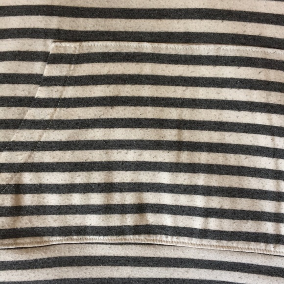 Charcoal gray and cream striped hoodie - Picture 3 of 3